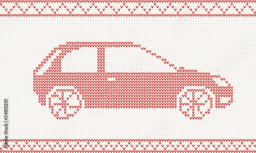 red knitted car. vector illustration