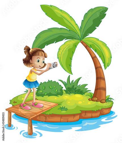 A girl taking photos in the island