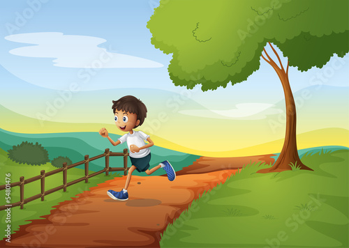 A young boy running