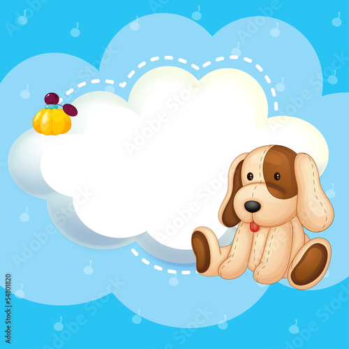A blue stationery template with a puppy