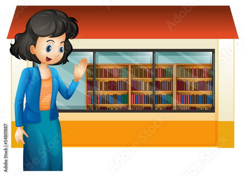 A librarian outside the library