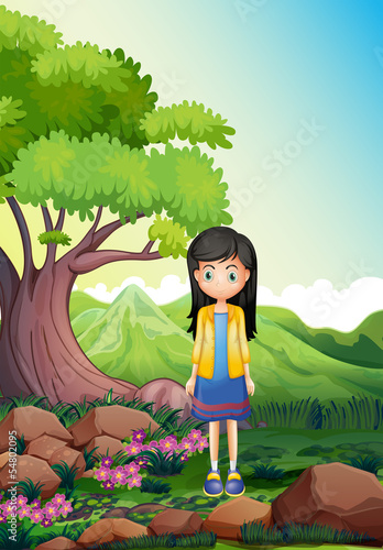 A young lady in the forest
