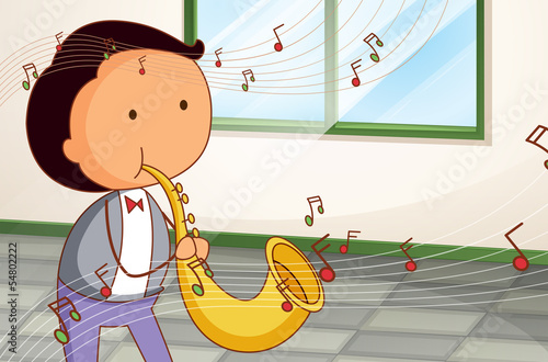 A man playing a saxophone