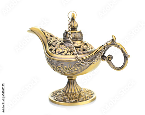 Aladdin magic lamp isolated on white