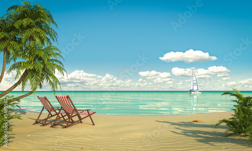 Fototapeta Naklejka Na Ścianę i Meble -  idyllic caribean beach view