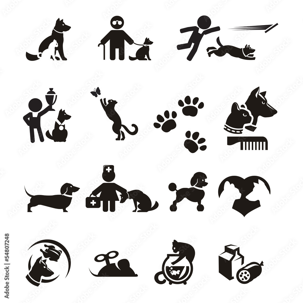 Fototapeta premium Dog and Cat icons set