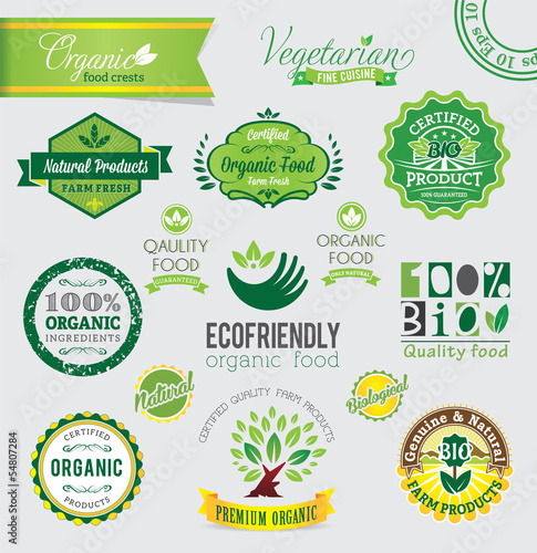 Biological and Natural Farm Fresh vector crests, icons and badge