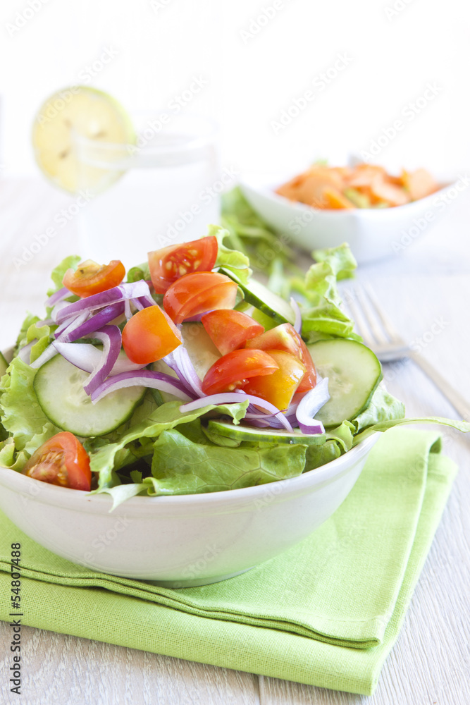 Healthy Salad with tomato, onion, cucumber and lettuce Healthy Salad with tomato, onion, cucumber and lettuce