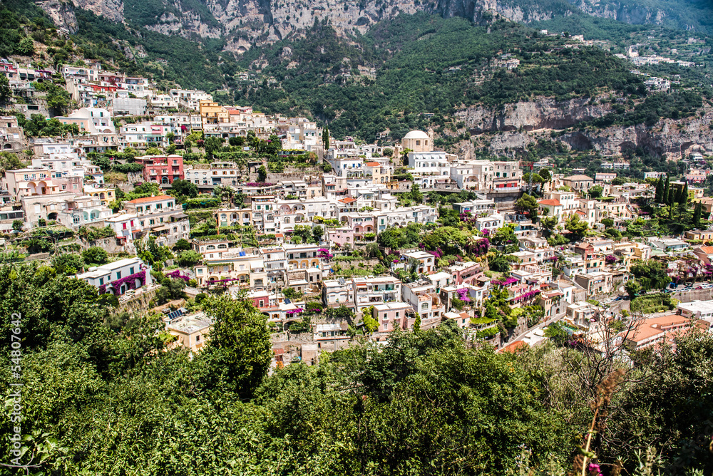 View of Positano. Positano is a small picturesque town in Italy