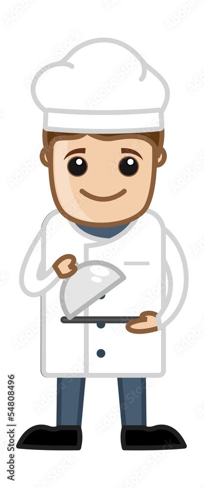 Chef with Food Plate - Cartoon Business Vector Character Chef with Food Plate - Cartoon Business Vector Character