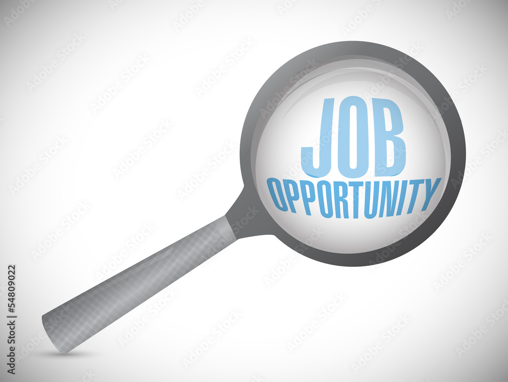 Magnifying glass showing job opportunity Magnifying glass showing job opportunity