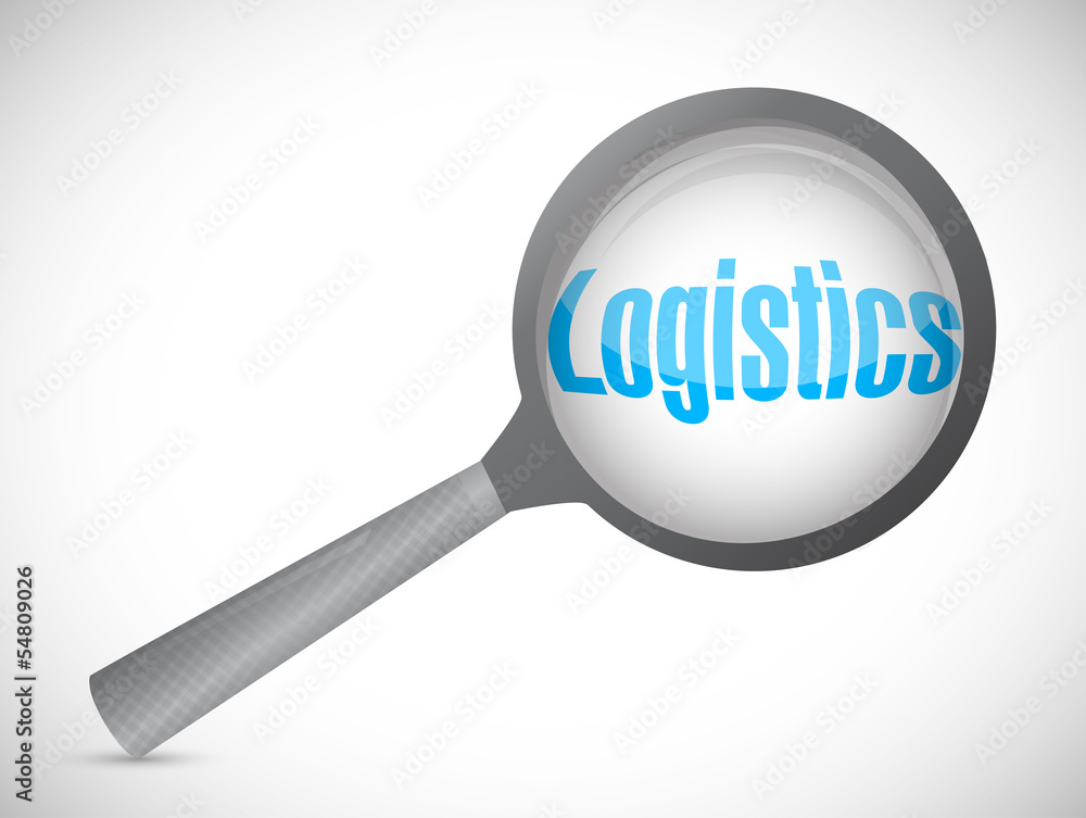 Magnifying glass showing logistics word Magnifying glass showing logistics word