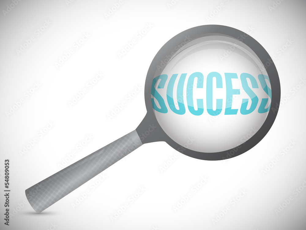 Magnifying glass showing success word Magnifying glass showing success word