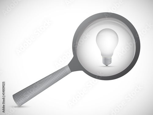 Magnifying glass showing idea word