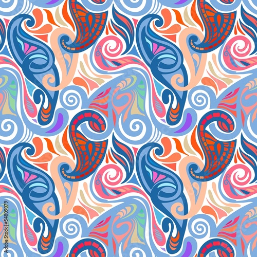 Fototapeta Naklejka Na Ścianę i Meble -  Colorful abstract seamless paisley pattern