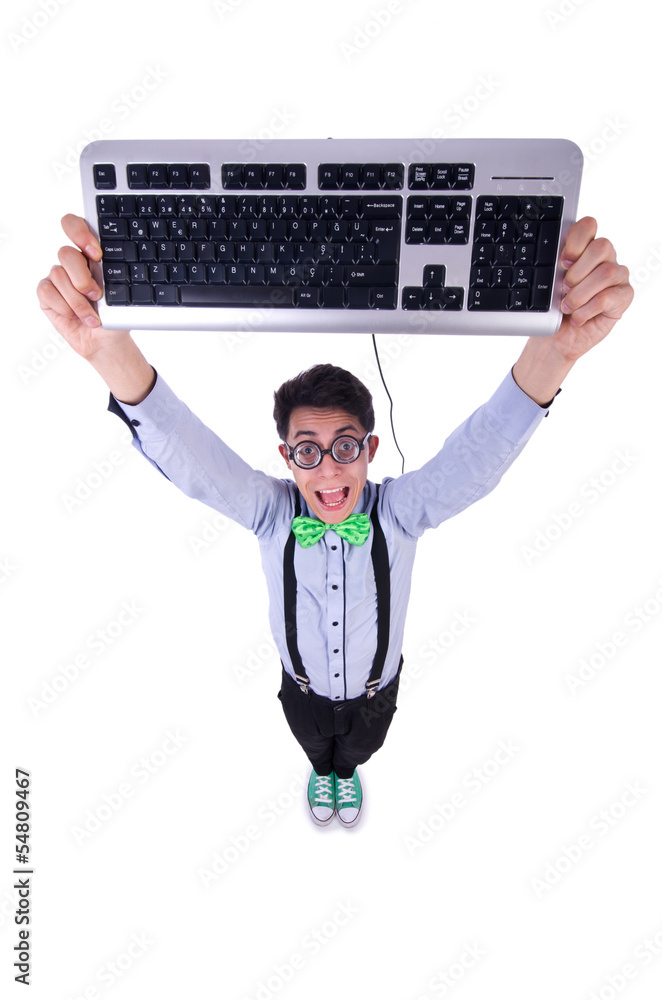 Computer geek nerd in funny concept Computer geek nerd in funny concept