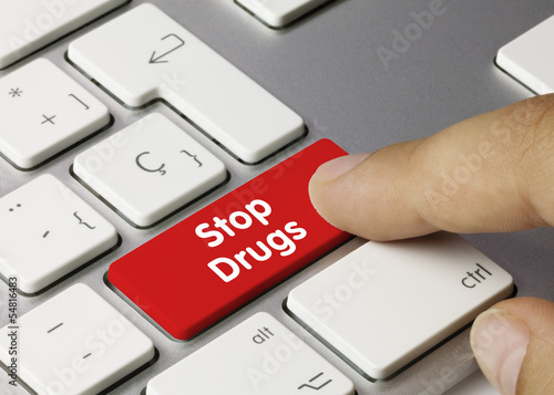 Stop drugs keyboard key finger