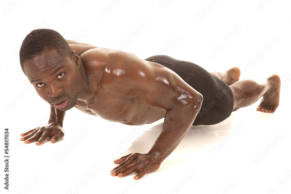 Strong man push up side serious