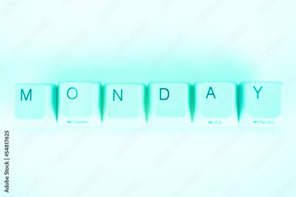 Monday word written with computer buttons Monday word written with computer buttons