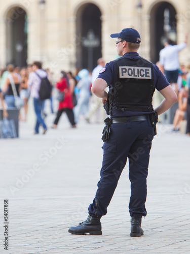 PARIS, FRANCE - July 28 2013: French police control the street a