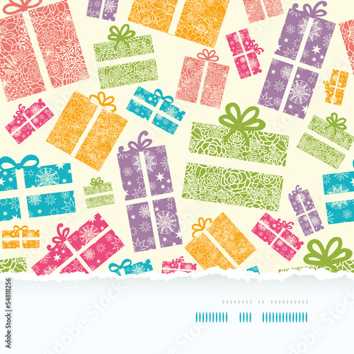Colorful Textured Gift Boxes Horizontal Torn Seamless Pattern