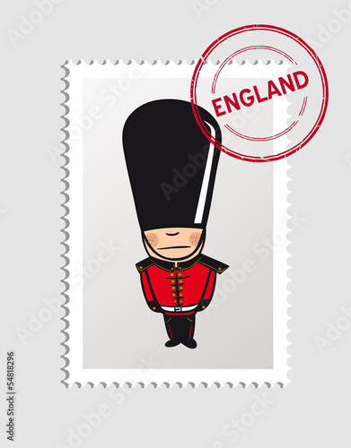 English cartoon person postal stamp