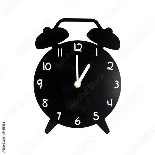 black alarm clock isolated on white background