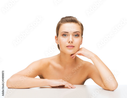 face of woman with clean perfect skin photo