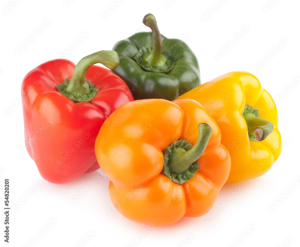 colorful bell peppers isolated on white background colorful bell peppers isolated on white background