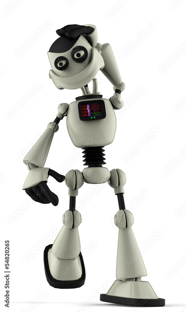white robot thinking