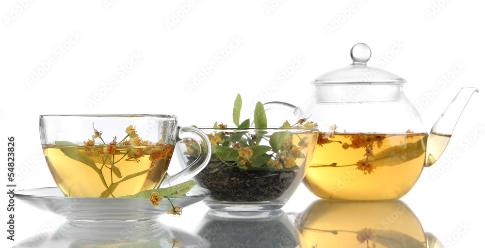 Kettle and cup of tea with linden Kettle and cup of tea with linden