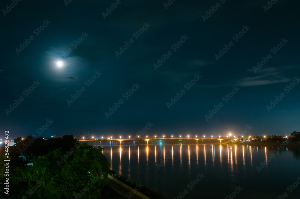 Bridge across the Mekong River. Thai-Lao friendship bridge