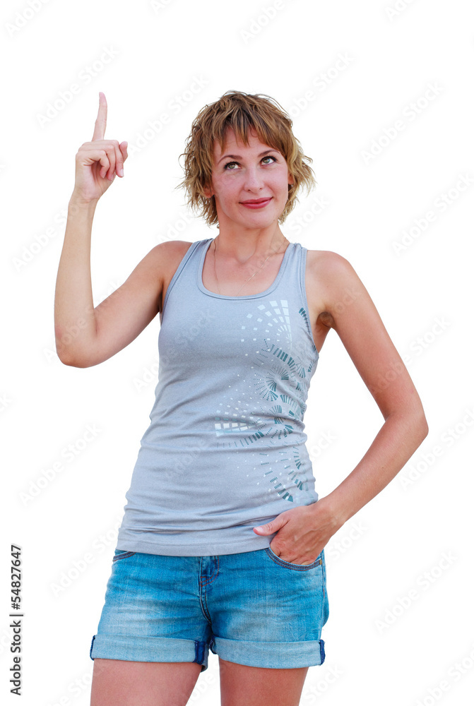 I've got an idea - picture of young woman with her finger up I've got an idea - picture of young woman with her finger up