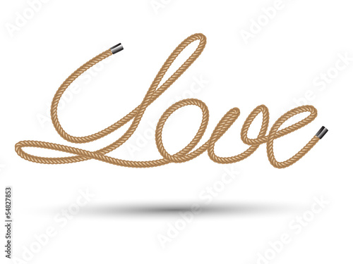  word of love form rope, illustration vector. 