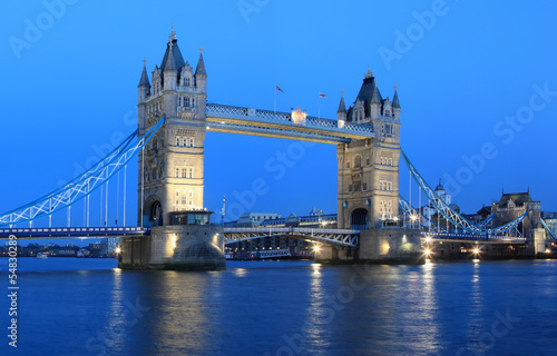 Tower Bridge in London  UK at night