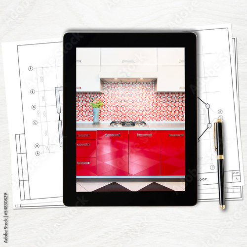 Designer workplace with digital tablet computer