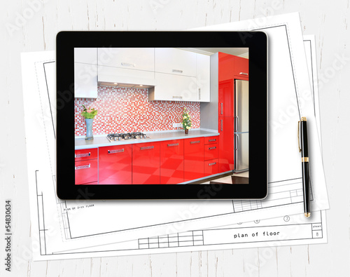 Designer workplace with digital tablet computer