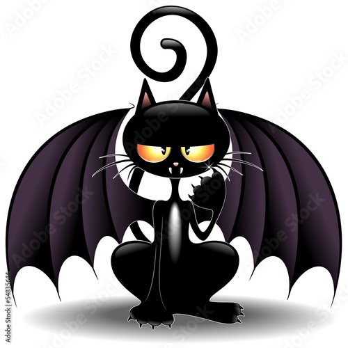 Halloween Bat Cat Cartoon-Gatto Pipistrello