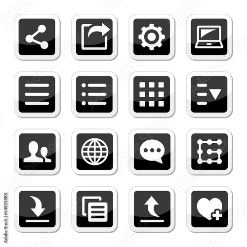 Menu settings tools icons set