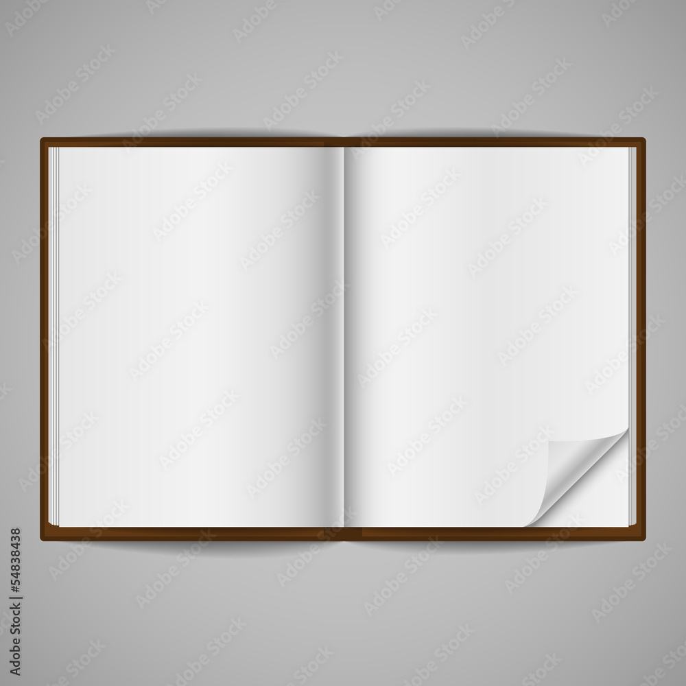 Blank Open Book with Corner Fold