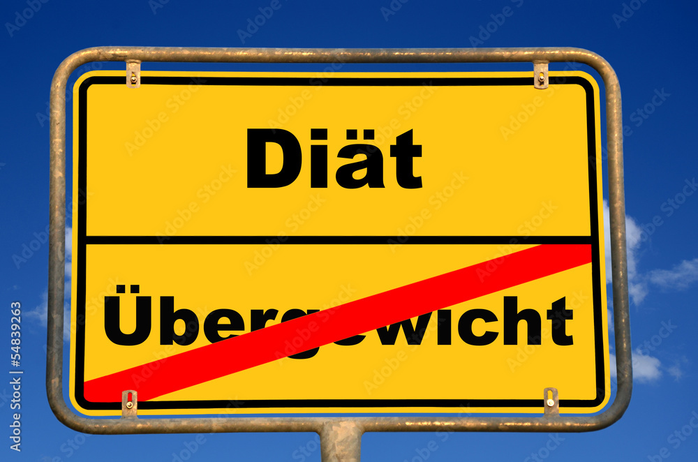 Fototapeta premium Schild übergewicht Diät