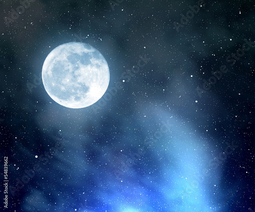 night sky with stars nebula and moon