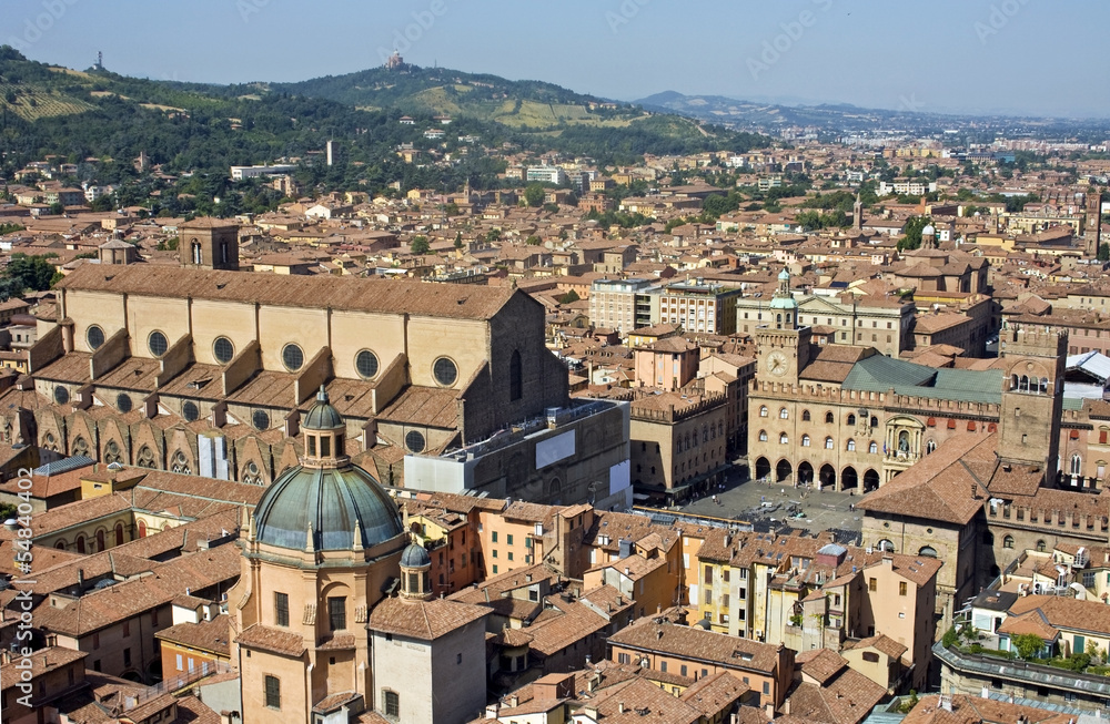  Bologna main square aerial view for asinelli tower - bologna