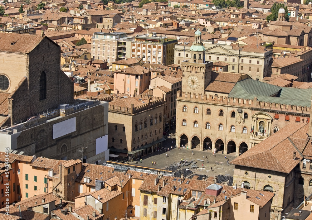  Bologna main square aerial view for asinelli tower - bologna