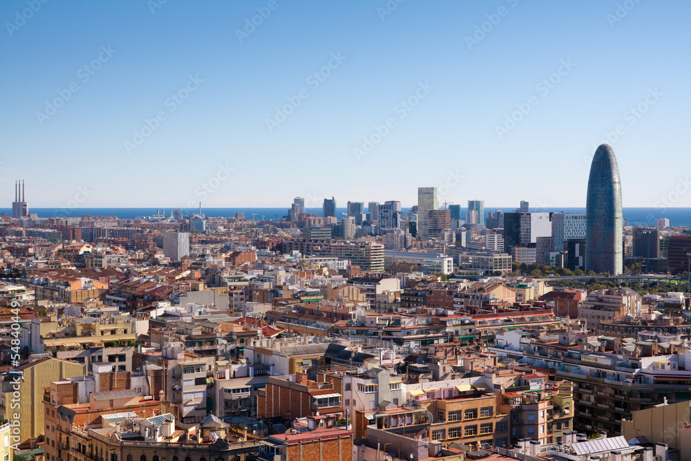Barcelona landscape view from Sagrada Familia tower