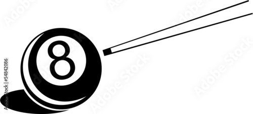 8-ball and cue