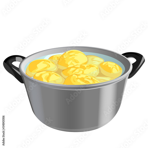 potatoes in a pot, vector illustration