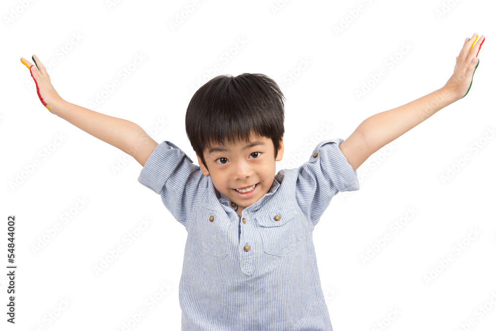happy asian cute boy extend his arms with smiling happy asian cute boy extend his arms with smiling