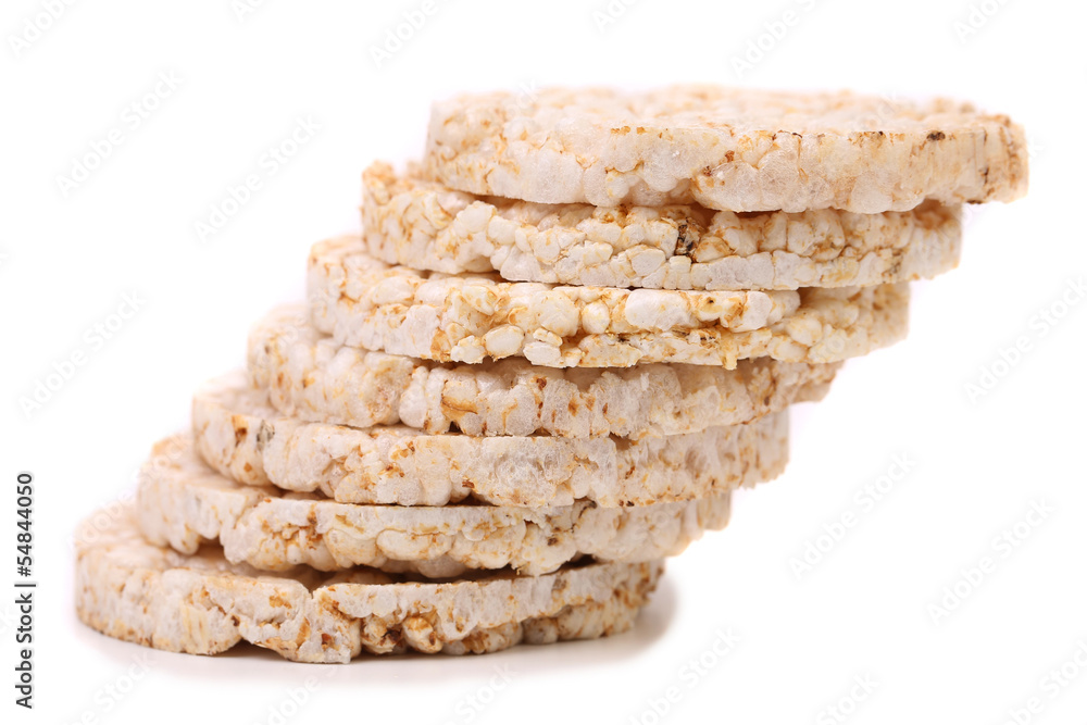 Stack of a puffed rice snack. Stack of a puffed rice snack.