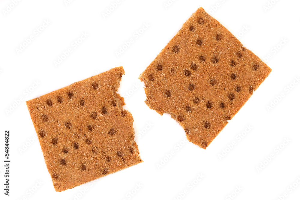 Broken whole grain crisp bread. Broken whole grain crisp bread.